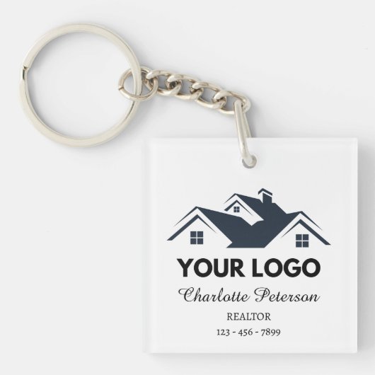 Aangepaste Logo & QR Code Vastgoed Sleutelhanger (Voorkant)