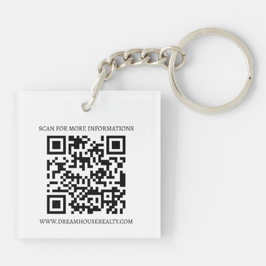 Aangepaste Logo & QR Code Vastgoed Sleutelhanger (Achterkant)
