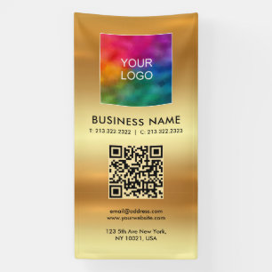 Aangepaste Logo QR Code Verticale Sjabloon Glamour Spandoek