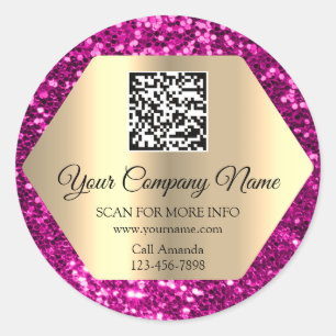 Aangepaste Logo QR-code voor speciale acties Roze  Ronde Sticker