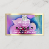 Aangepaste Logo QR Code Waterverf Gold Social Flow Visitekaartje (Achterkant)