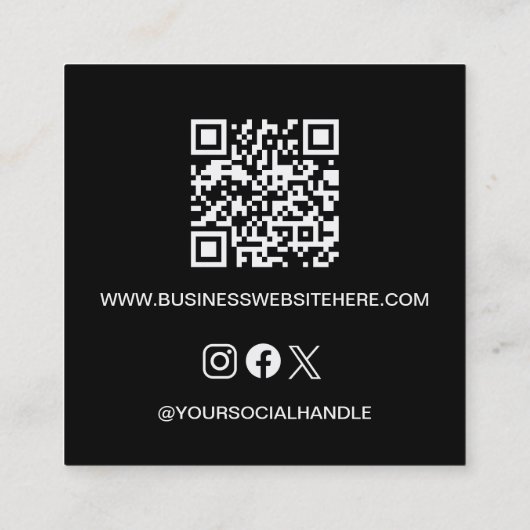 Aangepaste Logo QR-code Website Sociale pictogramm Vierkante Visitekaartje (Achterkant)