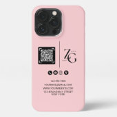 Aangepaste Logo | QR-code Zakelijke roze achtergro iPhone Hoesje (Achterkant)