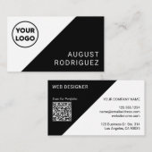 Aangepaste Logo QR-code zwart wit geometrisch Visitekaartje (Voorkant / Achterkant)