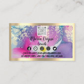 Aangepaste Logo QRCode Social Gold Pink Waterverf Visitekaartje (Achterkant)