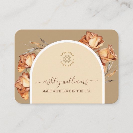 Aangepaste Logo Retro Arch Script Roos Vrouwelijk Visitekaartje (Voorkant)