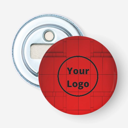 Aangepaste logo rode abstracte architectuurstappen button flesopener (Voorkant)