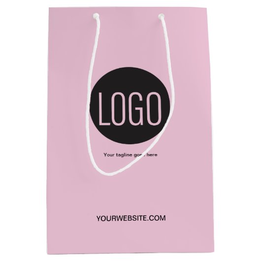 Aangepaste logo roze Bedrijfswebsite Medium Cadeauzakje (Voorkant)