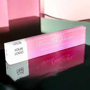 Aangepaste Logo Roze Sinaasappel Elegant Professio Naambordje