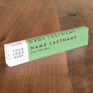 Aangepaste Logo Sage Green Pastel Black Text Moder Naambordje