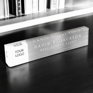 Aangepaste Logo Silver Elegant Professional Naambordje