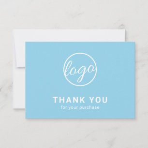 Aangepaste Logo Simple Light Sky Blue Business Bedankkaart