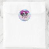 Aangepaste Logo Small Business Holographic Roze Na Ronde Sticker (Tas)