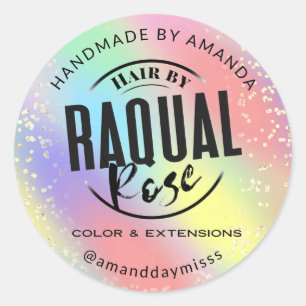 Aangepaste Logo Small Business HolographicRainbow Ronde Sticker