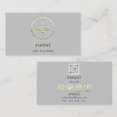 Aangepaste Logo sociale media QR-code Gold Grey Visitekaartje (Voorkant / Achterkant)