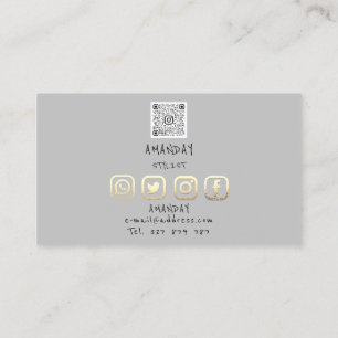 Aangepaste Logo sociale media QR-code Gold Grey Visitekaartje