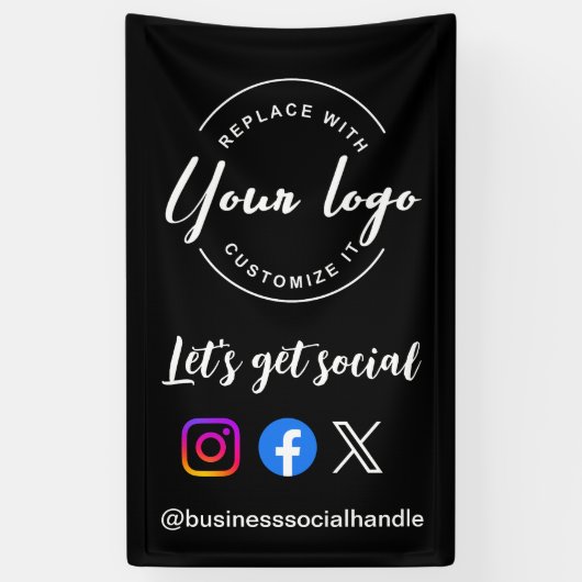 Aangepaste logo sociale media-website ophalen spandoek (Verticaal)