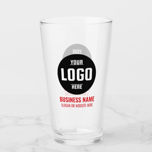 Aangepaste Logo & tekst 16oz rood gepersonaliseerd Glas (Voorkant)