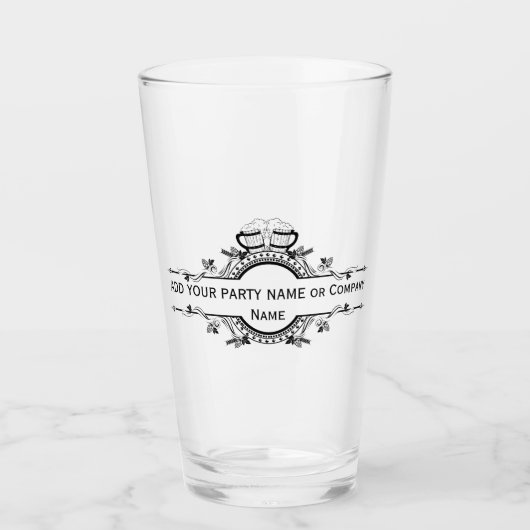 Aangepaste Logo & Tekst Bierglas Glas (Voorkant)