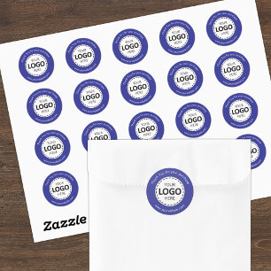Aangepaste Logo / Tekst Blauw Ronde Stickers Blad