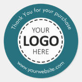 Aangepaste Logo / Tekst Blauwgroen ronde Stickers  (Voorkant)