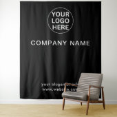 Aangepaste Logo & Tekst Branded Zakelijk Zwart & W Wandkleed (In situ)
