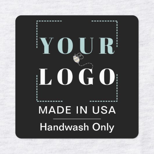 Aangepaste Logo Tekst en Country Square Zwart Kled Labels (Design 2)