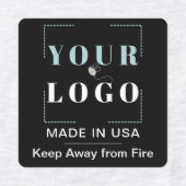Aangepaste Logo Tekst en Country Square Zwart Kled Labels (Design 1)