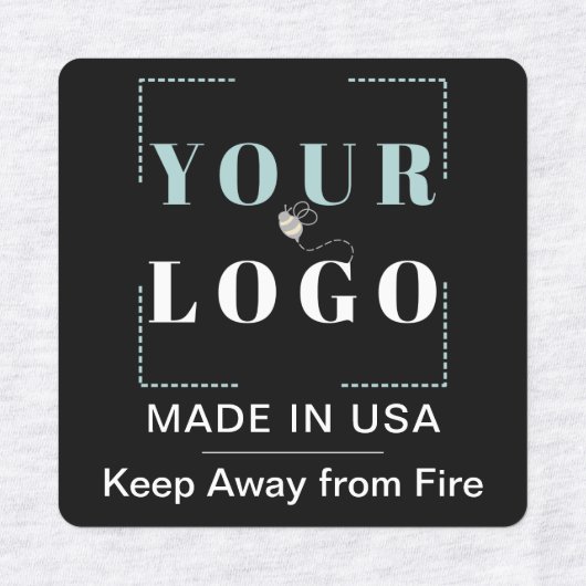 Aangepaste Logo Tekst en Country Square Zwart Kled Labels (Design 1)
