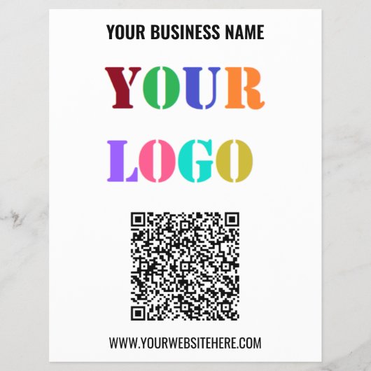 Aangepaste Logo-tekst en QR-code Promo Business Fl Flyer (Voorkant)