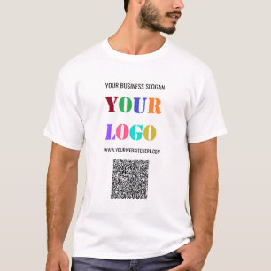 Aangepaste Logo Tekst en QR Code Zakelijk T-shirt