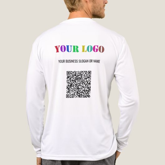 Aangepaste Logo-tekst en QR-code Zakelijke Sjabloo Tri-Blend Shirt (Achterkant)