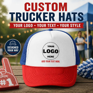 Aangepaste Logo & Tekst Honkbal Trucker Hoed - Rod Pet
