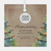 Aangepaste Logo tekst kerstboompromotie toevoegen Glas Ornament (Voorkant)