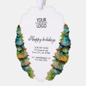 Aangepaste Logo tekst kerstboompromotie toevoegen Ornament Kaart (Links)