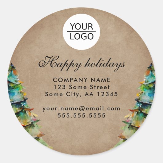 Aangepaste Logo tekst kerstboompromotie toevoegen Ronde Sticker (Voorkant)