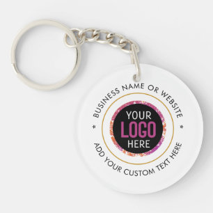 Aangepaste LOGO tekst Modern Zwart Wit Business KE Sleutelhanger