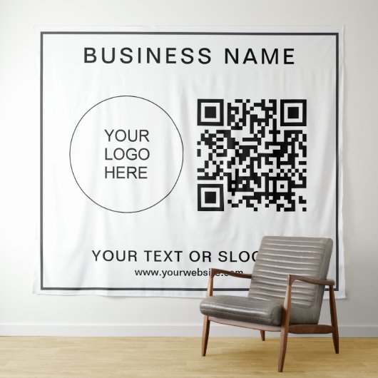 Aangepaste Logo-tekst QR-code Event Seminar Achter Wandkleed (In Situ (horizontaal))