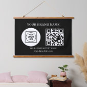 Aangepaste Logo Tekst QR Code Hangend Evenementdis Wandkleed (Slaapkamer)