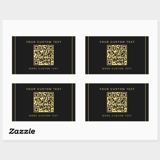 Aangepaste Logo Tekst QR Code Sjabloon Zwart & Gou Rechthoekige Sticker (Vel)