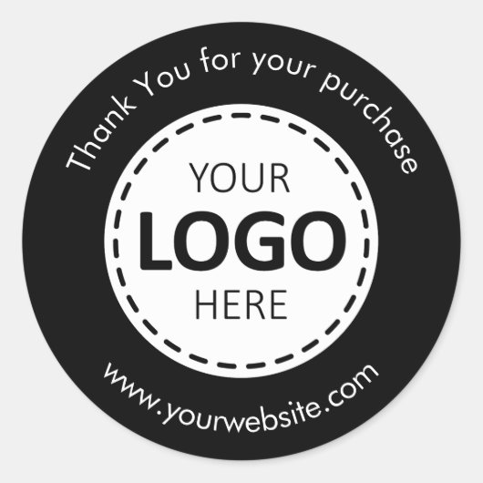 Aangepaste Logo / Tekst Zwart Ronde Stickers Blad (Voorkant)