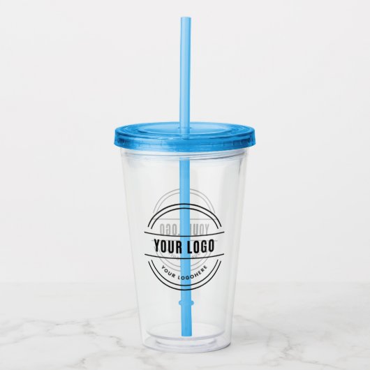 Aangepaste Logo-trommel met stro Geen minimum Acryl Drinkbeker (Voorkant)