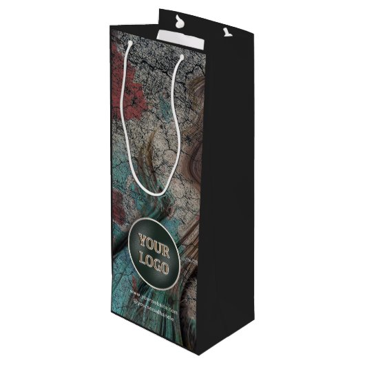 Aangepaste Logo van bedrijf | Eigen merkverpakking Wijn Cadeautas (Achterkant Gekanteld)