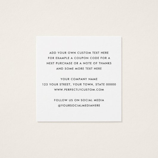 Aangepaste logo vierkant dankzij je creditcard vierkante visitekaartjes (Achterkant)