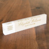 Aangepaste Logo voor eBay Classy Faux Gold Cream B Naambordje (Zijkant)
