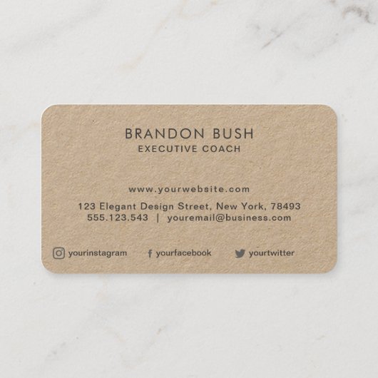 Aangepaste logo voor echt Kraft Paper - visitekaar Visitekaartje (Achterkant)