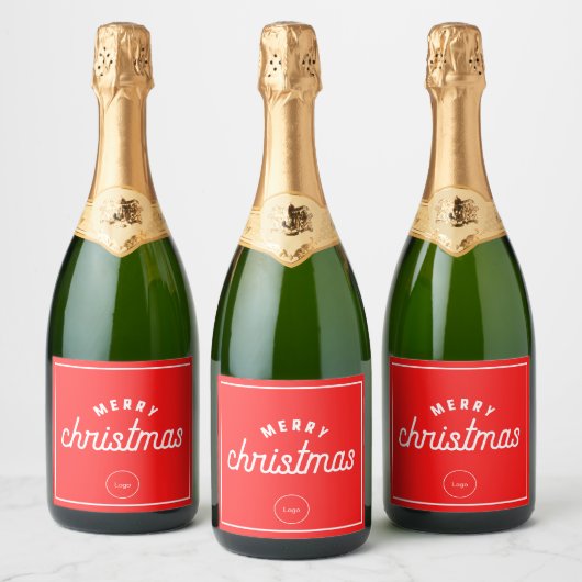 Aangepaste logo vrolijke kerstmis mousserende wijn sparkling wijnetiket (Flessen)