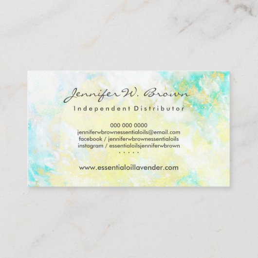 Aangepaste Logo waterverf groene Gele etherische o Visitekaartje (Achterkant)