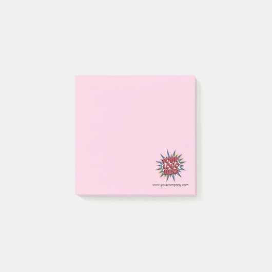 Aangepaste Logo & Website Info Roze Post-it® Notes (Voorkant)