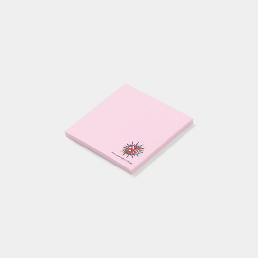Aangepaste Logo & Website Info Roze Post-it® Notes (Schuin)